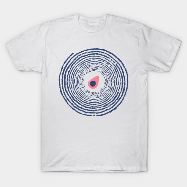 Blue Spiral with Avocado T-Shirt by PrintDesignStudios